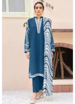 Georgette Aqua Blue Casual Wear Embroidery Work Readymade Pakistani Suit